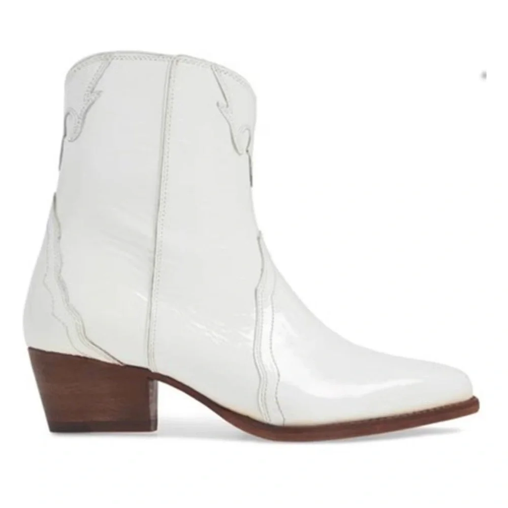 Free People New Frontier Western ankle boot bootie cowgirl white 37 7
